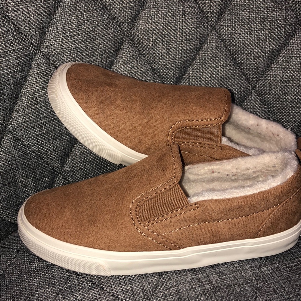 Sherpa lined faux suede slip-on shoe